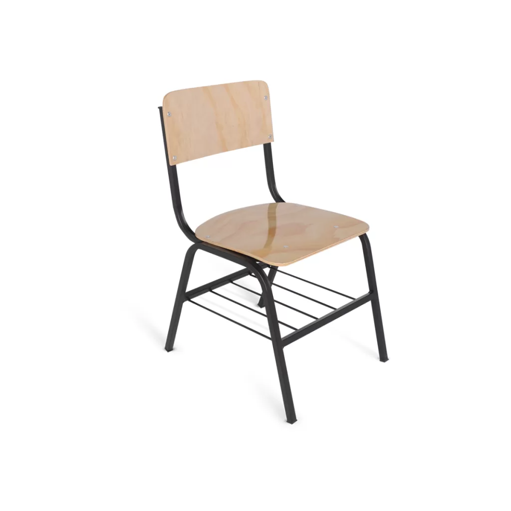 Silla Escolar de Triplay Barnizado con Parrilla